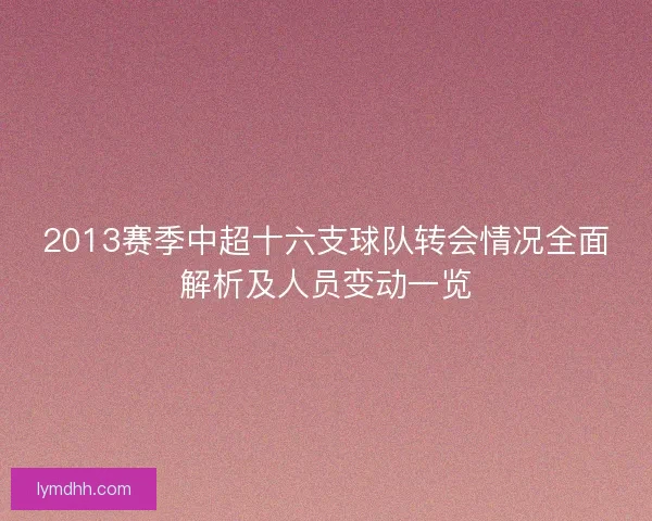 2013赛季中超十六支球队转会情况全面解析及人员变动一览